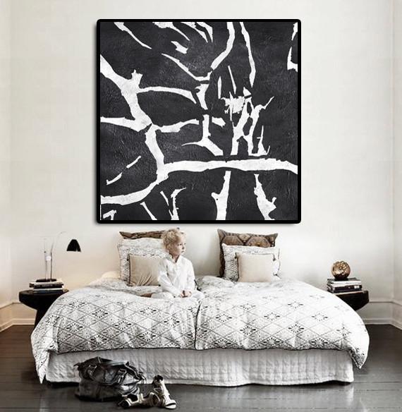 Minimal Black and White Painting #MN5A - Click Image to Close